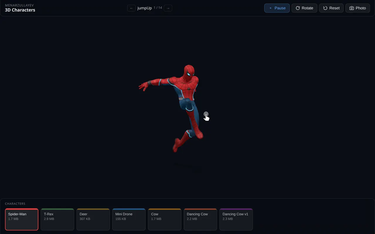 3D Characters — live preview