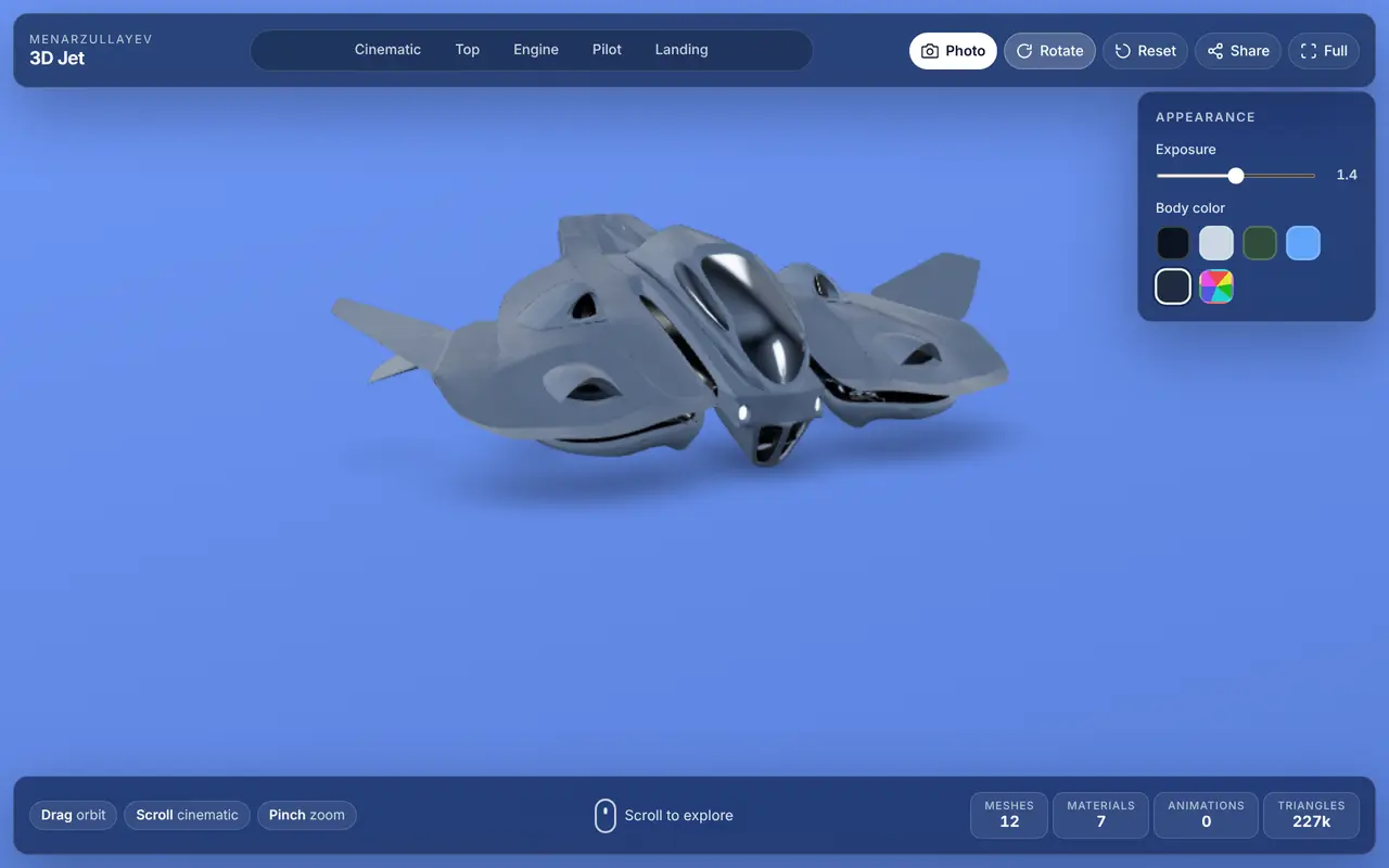 3D Jet — live preview