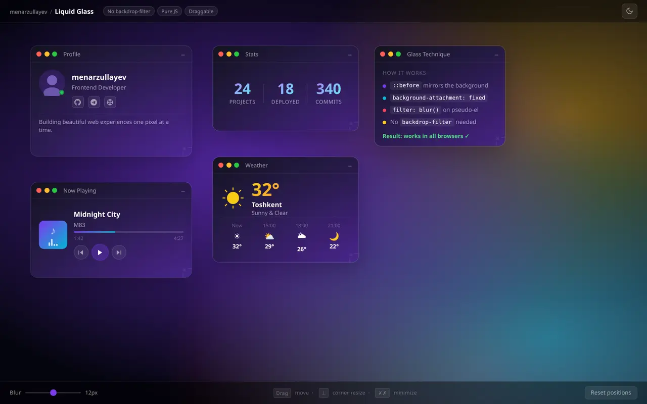 Liquid Glass — live preview